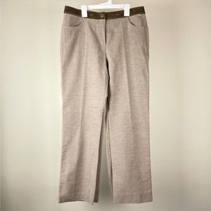 St John Women's Velvet Trimmed Tan Trouser Pants Size 30